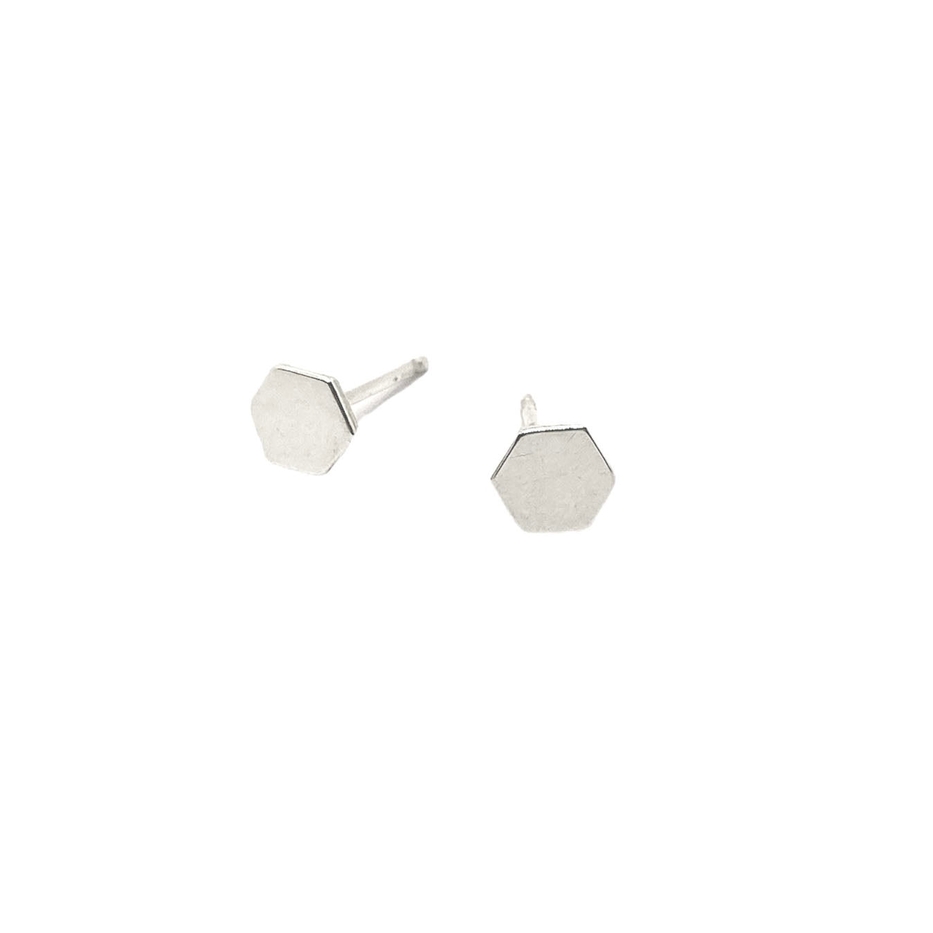 Hexagon Studs in Sterling Silver